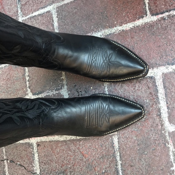Vintage 90s Black Leather Western Boots by Tony Lama - Size 6M - Picture 9 of 15